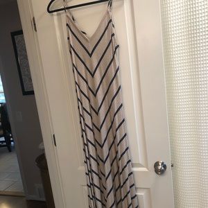 Blue and beige chevron Maxi dress